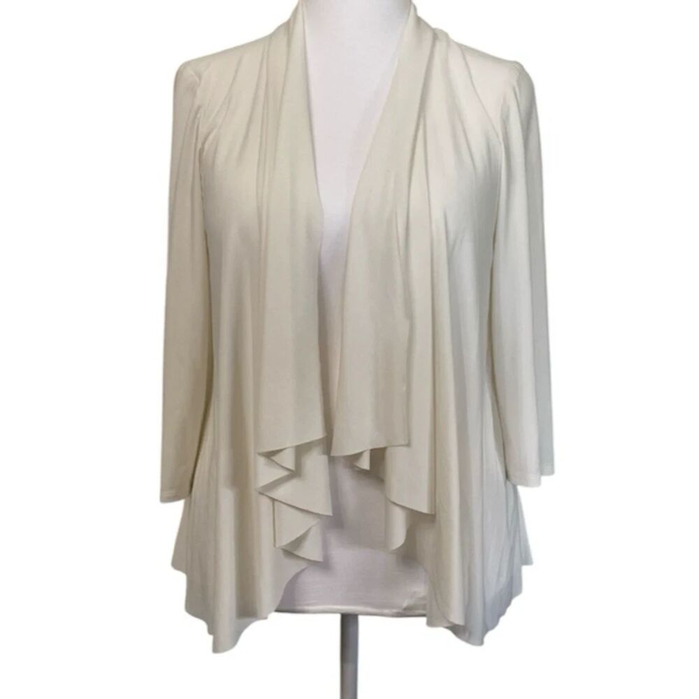 R&M Collection 3/4 Sleeve Open Cardigan/Jacket Ivory Size Small